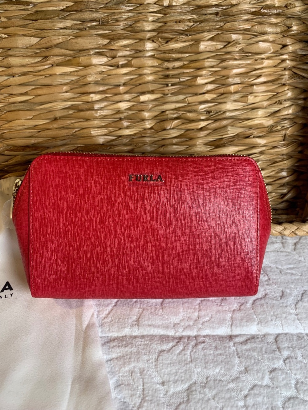 Furla red zipper bag/wallet NEW
